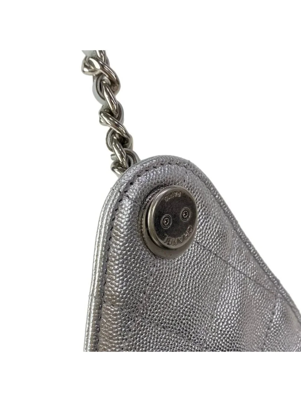 Chanel Shoulder Bag 25 Small Silver Metallic